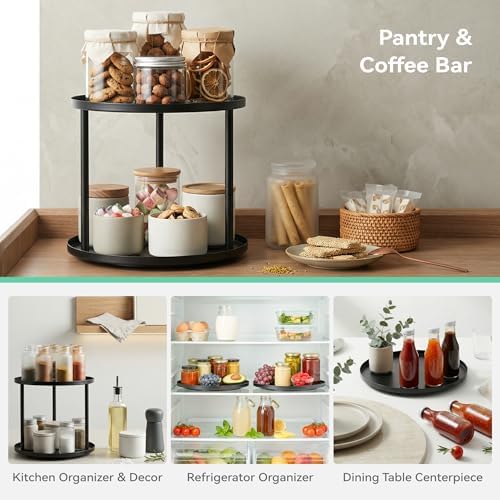 MUNEK 9" Lazy Susan Organizer,Metal Rotating Spice Rack Organization,Lazy Susan for Table Top,Pantry, Bathroom, Vanity, Black - Image 4