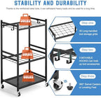 DAOUTIME Garden Organizer With Wheels, Yard Tower Rack for Garage Storage, Up to 35 Long-Handled Tools, Sturdy Metal Steel Holder With 3 Hooks, Outdoor, Black - Image 2