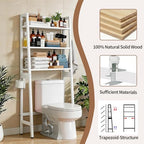 Over The Toilet Storage, Wooden 3-Tier Over-The-Toilet Rack Bathroom Space Saver Organizer, Freestanding Above Toilet with Toilet Paper Holder and Hooks (White) - Image 6