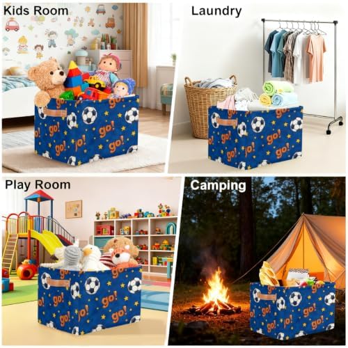 Soccer Storage Basket Toy Storage Bins Collapsible Cube Organizer - Image 5