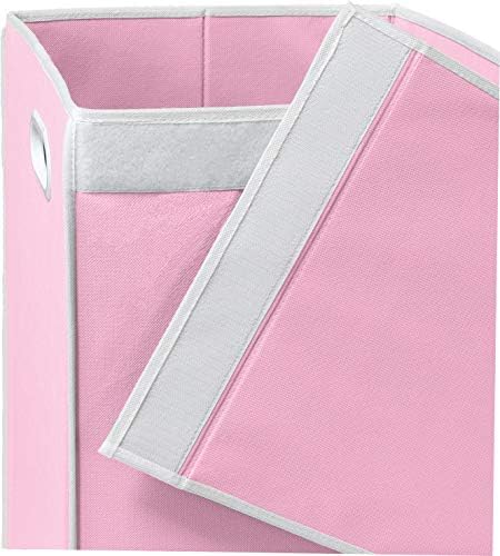 Simple Houseware Foldable Laundry Hamper Basket with Lid, Pink - Image 4