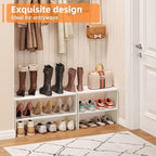 X-cosrack 2-Tier Shoe Rack Organizer for Closet, Expandable and Adjustable White Shoe Rack, Stackable Iron Wood Combination Shoe Storage Shelves for Closets, Entryway, Small Space, Hallway, Garage - Image 2