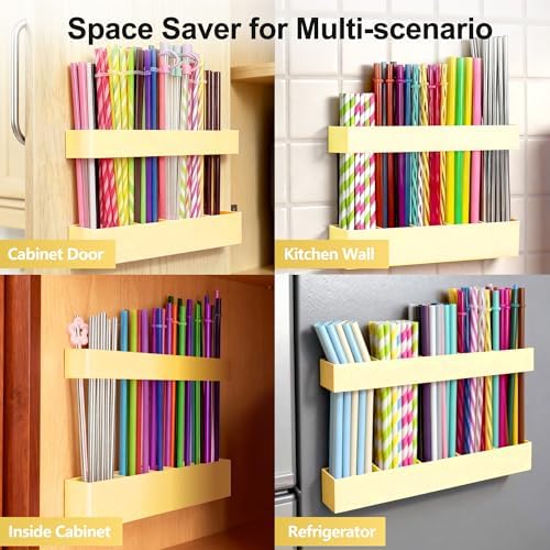 9.5” Large Acrylic Straw Holder for Cabinet Door, Adjustable Two-Part - Image 4