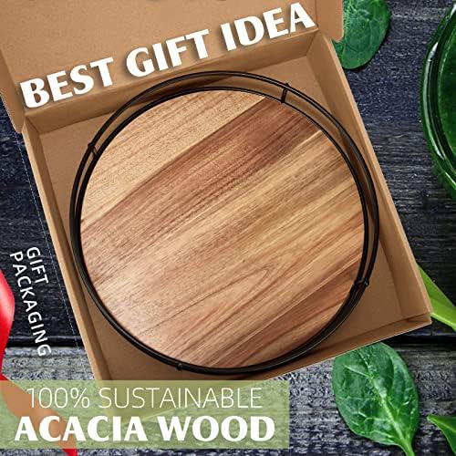 10" Acacia Wood Lazy Susan,360° Lazy Susan for Countertop or Dining Table - Image 2