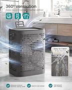 SONGMICS Laundry Hamper with Lid, 75 L Ventilated Basket, Cutout Handles - Image 3