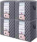 Storage Bags 4 Pack 100L Clothes Organization and Storage Containers | Large Blanket for Comforters,Bedding, Foldable Organizer with Reinforced Handle, Clear Window, Sturdy Zippers, Grey by WiseLife