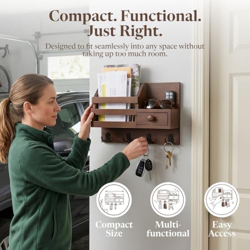 Key Shelf Mail Holder Brown - Image 7