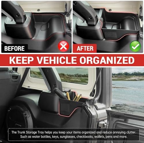 Trunk Side Storage Bin Fit for 2024-2026Jeep Wrangler JL JLU 4XE, Cargo Organizer Tray Wheel Well Storage Box for 2025 Wrangler JL 4 Door Accessories(Left+Right) - Image 3