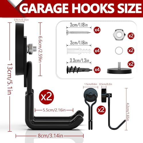 3-H Heavy Duty Magnetic Hooks, Large Magnet Hooks,2 Pack Black - Image 2