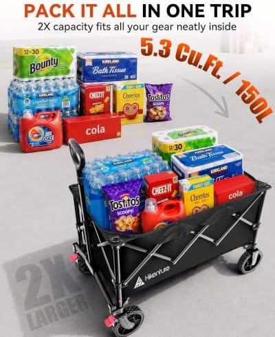 Hikenture Wagons Carts Foldable 330LBS, Heavy Duty Collapsible Wagon - Image 2