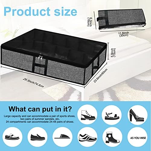 Under Bed Storage Organizer for Closet 2pc-24 Pairs Shoe Boxes - Image 4