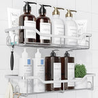 Kitsure Shower Caddy, Adhesive Shower Organizer, Large, Silver by Kitsure