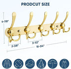 TICONN Wall Mounted Coat Rack, Five Heavy Duty Tri Hooks All Metal Construction for Jacket Coat Hat in Mudroom Entryway (Gold, 1-Pack) - Image 2
