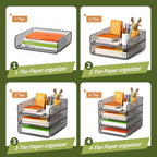 FANXIYQ 4-Tier Acrylic Paper Tray Organizer, Brown Office Paper Organizer - Image 6