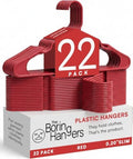 Red Plastic Hangers 22 Pack - 10 lb Heavy Duty Red Clothes Hangers Set - 0.20" Slim & Space Saving Laundry Room Closet Organizer Plastic Coat Hangers, Moving Essentials by TheBoringHangers