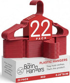 Red Plastic Hangers 22 Pack - 10 lb Heavy Duty Red Clothes Hangers Set - 0.20" Slim & Space Saving Laundry Room Closet Organizer Plastic Coat Hangers, Moving Essentials by TheBoringHangers