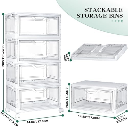 Kmiectse Clear Storage Bins with Lids - 4 Tier 23qt Plastic Stackable Bins - Image 2