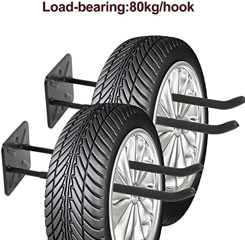 Sinoer 2 Pack Metal Wall Mount Garage Double Storage Hooks - Image 6