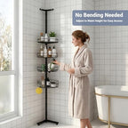 Standing Shower Caddy Corner, 4-Tier Adjustable Height Bathroom Organizer, 6-Section Pole, Sturdy Floor Standing Shelf for Shower – No Drilling, No Spring Tension - Image 3