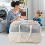 Collapsible Laundry Baskets with Easy Carry Handles, 95L Clothes Hamper for Storage, Foldable Laundry Basket Tear-proof, Large Pop Up Hampers for Laundry, Bedroom, Bathroom, Dorm Beige - Image 2