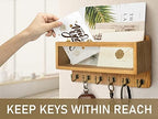 Rebee Vision Key Holder Wall Mount with 6 Hooks for Entryway, Light Brown - Image 4