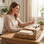 Water Hyacinth Paper Tray Organizer, 3-Piece Desk Set - Image 2