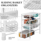 Simple Houseware Stackable Sliding Basket Organizer Drawer, White, 2-Tier - Image 4