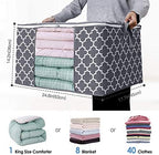 Storage Bags 100L 8 Pack Clothes Organization and Storage Containers | Large Blanketfor Bedding, Comforters, Foldable Organizer with Reinforced Handle, Clear Window, Sturdy Zippers, Grey - Image 2