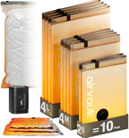 AirVault Vacuum Storage Bags for Travel & Home - Space Saver Compression Packing Bags Set for Clothes, Blankets & Seasonal Storage, Small (2), Medium (4), Large (4) (Orange,10-Pack Combo) by AirVault