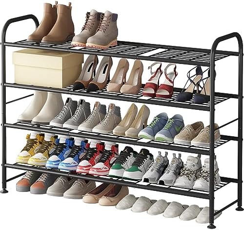 LINZINAR 4 Tier Long Shoe Rack for Closet Metal Shoe Organizer for Entryway by LINZINAR