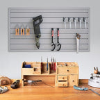 NeatiEase 2 x 4ft Slatwall Panel Wall Storage Systems, Slat Wall Paneling Garage Wall Organizer, Heavy Duty Wall Mounted PVC Wall Rack (Gray) - Image 7