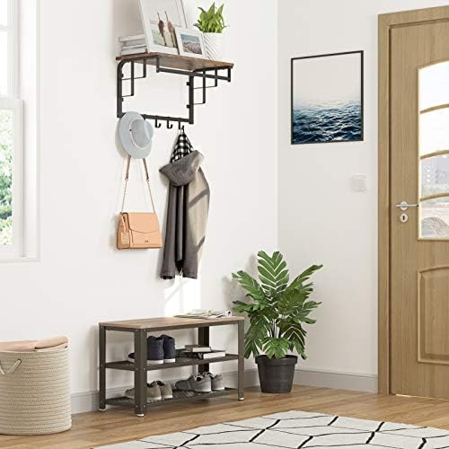 VASAGLE 3-Tier Shoe Rack, Storage Bench with Metal Mesh Shelves and Seat - Image 5