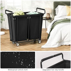 Gewudraw Heavy Duty Laundry Hamper with Wheels 2 Section, 360L, Black - Image 4