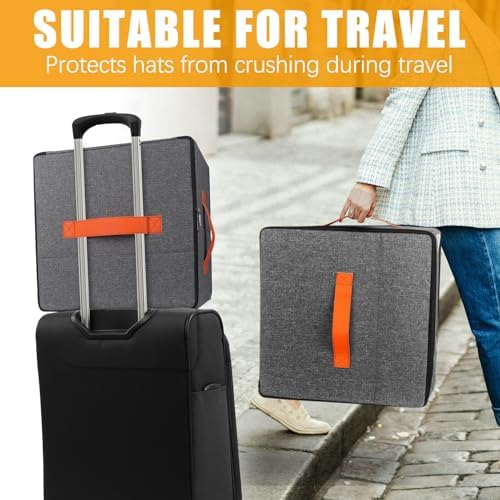 kushon Upgraded Hat Storage Box for Women & Men,Closet Hat Boxes Organizer Bag with Dustproof Lids,Cowboy Hat Box,Hat Carrier Case For Travel - Image 5
