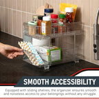 Masirs 2-Tier Clear Pull-Out Drawer Organizer - Sleek, Compact & Sturdy Makeup and Closet Organizer - Easy Assembly Kitchen Storage Solution, Ideal for Makeup, Tools, Medicines & Snacks - Pack of 2 - Image 7