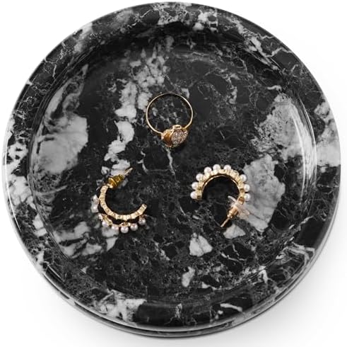Marble Jewelry Dish, 5" Handmade Black Ring Tray by SPESHSTONES