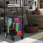 Elevon Foldable Shopping Utility Cart, Collapsible Durable Grocery Utility Cart with Rolling Wheels for Easy Storage, Laundry, Book, Luggage Travel, Compact Portable, Black - Image 5