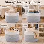 JMvicyroam 65L Extra Large Machine Washable Cotton Rope Blanket Basket - Image 5