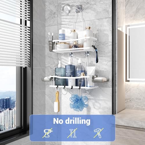 Hanging Shower Caddy Over Shower Head - No Drill Rustproof Shower Rack - Image 2