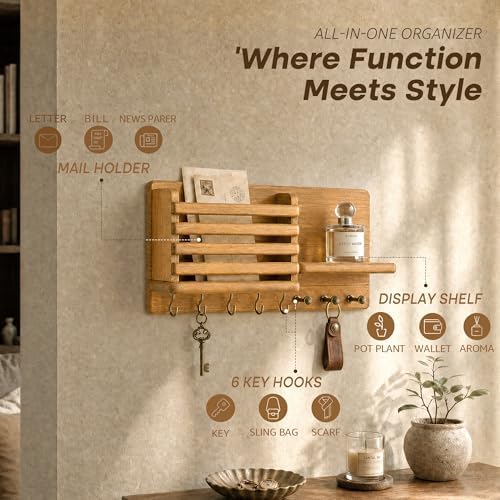 Rebee Vision Key Holder Wall Mount with Mail Slot for Home Decor, Yellow - Image 5