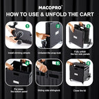 MACOPRO Foldable Utility Cart with Stair Climbing Wheels, Collapsible Rolling Crate with Telescoping Handle, Folding Shopping Trolley Handcart Grocery Book File Tool Teacher Storage Basket (Black) - Image 5