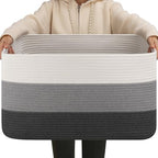 OIAHOMY Blanket Basket Laundry Basket Dog Toy Basket 75L Dark Grey by MasterofSpaceOptimization