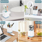 Boperzi Toothbrush and Razor Holder for Bathrooms - Countertop Organizer With Drainage, Anti-Slip Kids Toothpaste Caddy for Electric Toothbrush, Shower, Vanity - Blue - Image 5