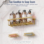 8 Pack Adhesive Large Capacity No-Drilling Shower Caddy, Gold - Image 5