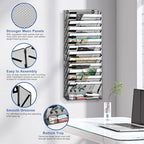 EasyPAG Wall File Holder 14 Tier Mesh Hanging Folder Organizer with Flat Tray Wall Mounted Mail Organizer Magazine Paper Desk Shelf with Nametag Label for Office Home School, Black - Image 2