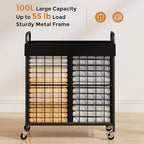 100L 2-Section Laundry Hamper with Wheels, Laundry Basket with Liner Bag - Image 3