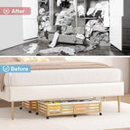 Under Bed Storage with Wheels-Large Bamboo Underbed storage Containers with Large Dust Bag Stackable Under the Bed Shoe Storage Bins for Clothes Books Bedding (2 Packs Nature, 33.07"L×16.54"W× 6.5"H) - Image 5