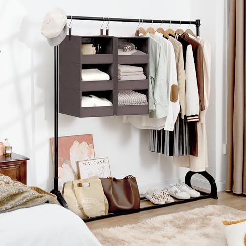 GRANNY SAYS 3-Shelf Hanging Closet Organizer, Foldable Storage, Dark Brown | 33 lb Capacity, No-Sag Support, Keeps Clothes Neat, Folds Flat, Fits RV, Dorm & Small Closets, 2 Pack - Image 2