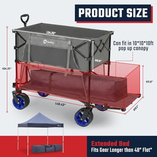 Sekey 400L Double-Decker Wagon, 500 lb Capacity, 50 in Extender - Image 3