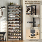 YATINEY 12 Tier Shoe Rack, Large Capacity Shoe Storage Organizer Holds 48 Pairs, Sturdy and Stable, for Entryway, Hallway, Closet, Dorm Room, Black SS12BB - Image 7
